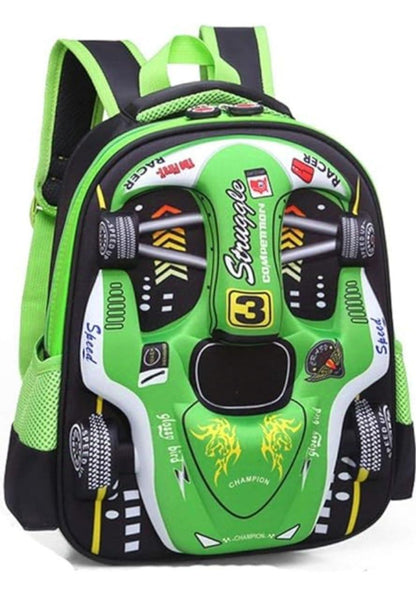Kids Racing Car Nylon Backpack | Lightweight School Bag for Boys & Girls | Durable Travel & Casual Backpack (Blue)
