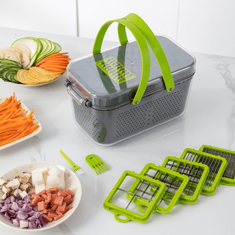 22 In 1 Vegetable Cutter With Stainless Steel Blades And Interchangeable Accessories Multipurpose Kitchen Slicer Tool