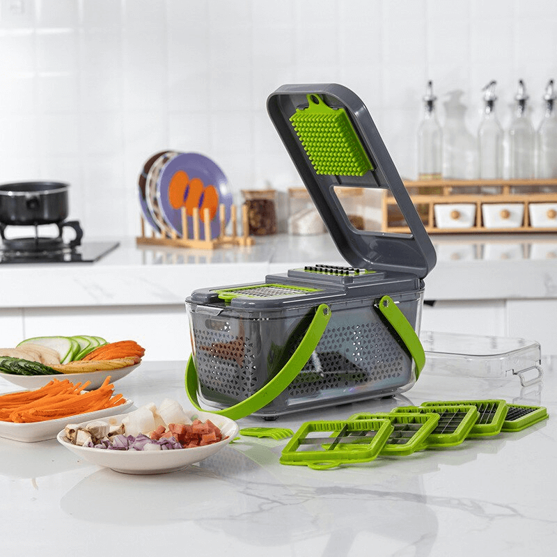 22 In 1 Vegetable Cutter With Stainless Steel Blades And Interchangeable Accessories Multipurpose Kitchen Slicer Tool