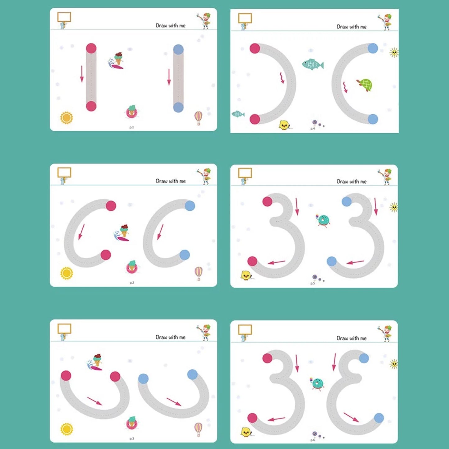 Magical Tracing Workbook Set for Kids – Reusable Learning to Write Alphabet, Numbers & Line Tracing Practice Book with Magic Pen